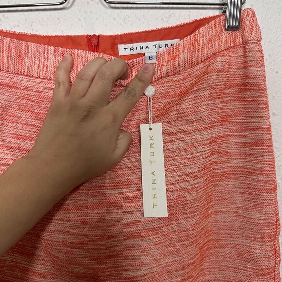 NWT Trina Turk Dorris Fringed Hem Tweed Pencil Skirt size 6 - Picture 6 of 8
